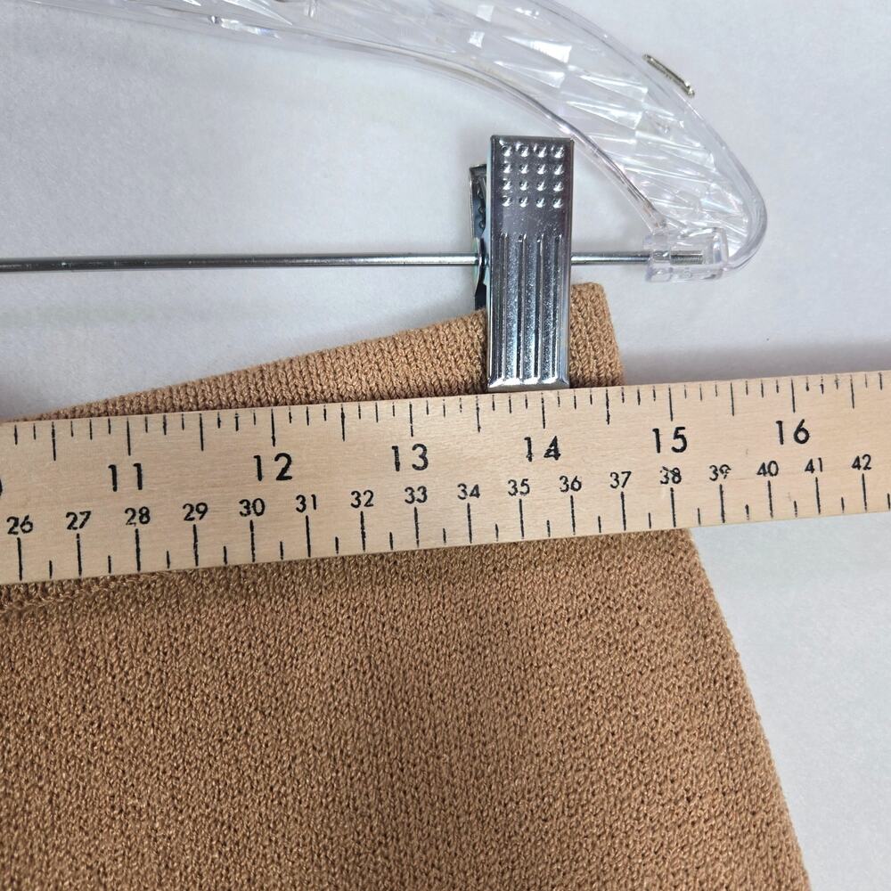St. John Vintage Size 8 Beige Camel Straight Skirt Santana Knit Pull On #919 - Picture 4 of 5